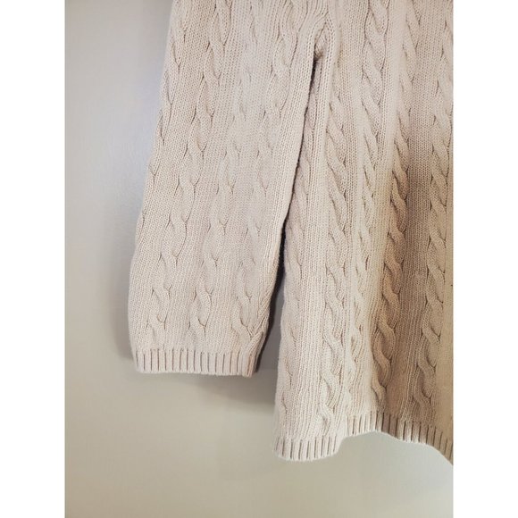 Talbots Tan Cable Knit 100% Cotton Wide Neckline Size XL - Picture 3 of 9